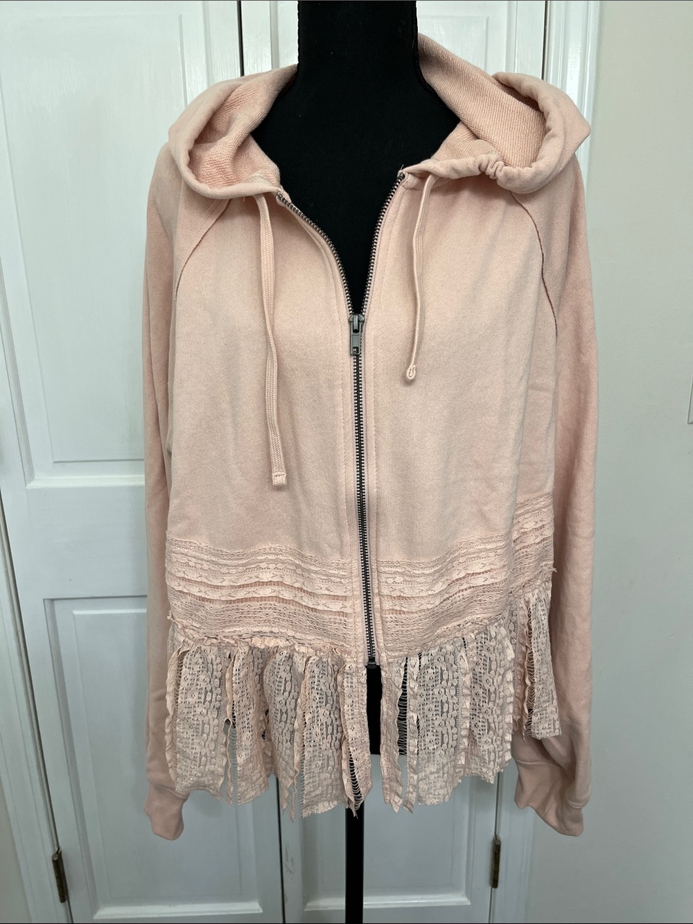 Torrid Blush Hooded Jacket with Ruffle Detail